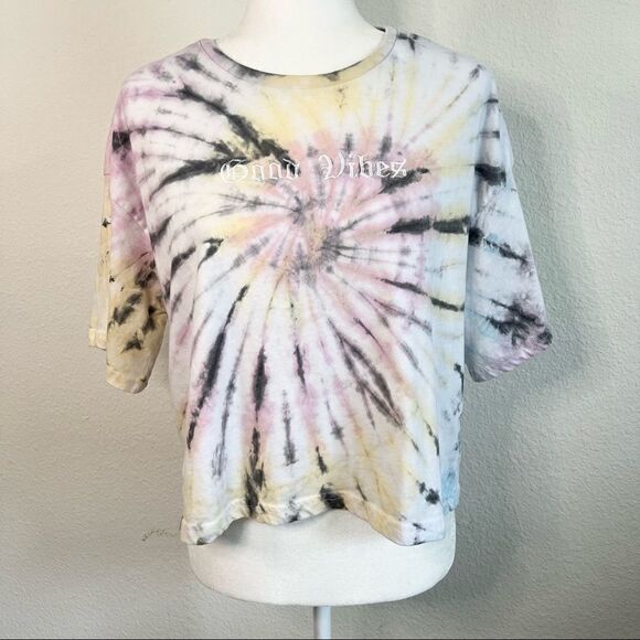 Streetwear Society Tie Dye Good Vibes Cropped Shirt L - Picture 1 of 6